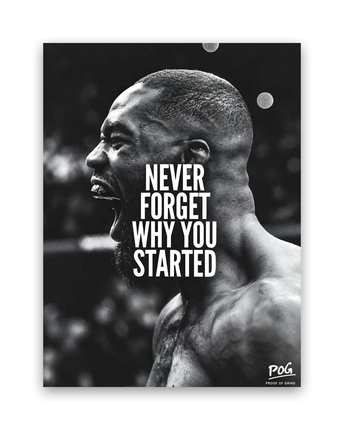 Never Forget Why You Started – 15×20 cm – Zonder lijst