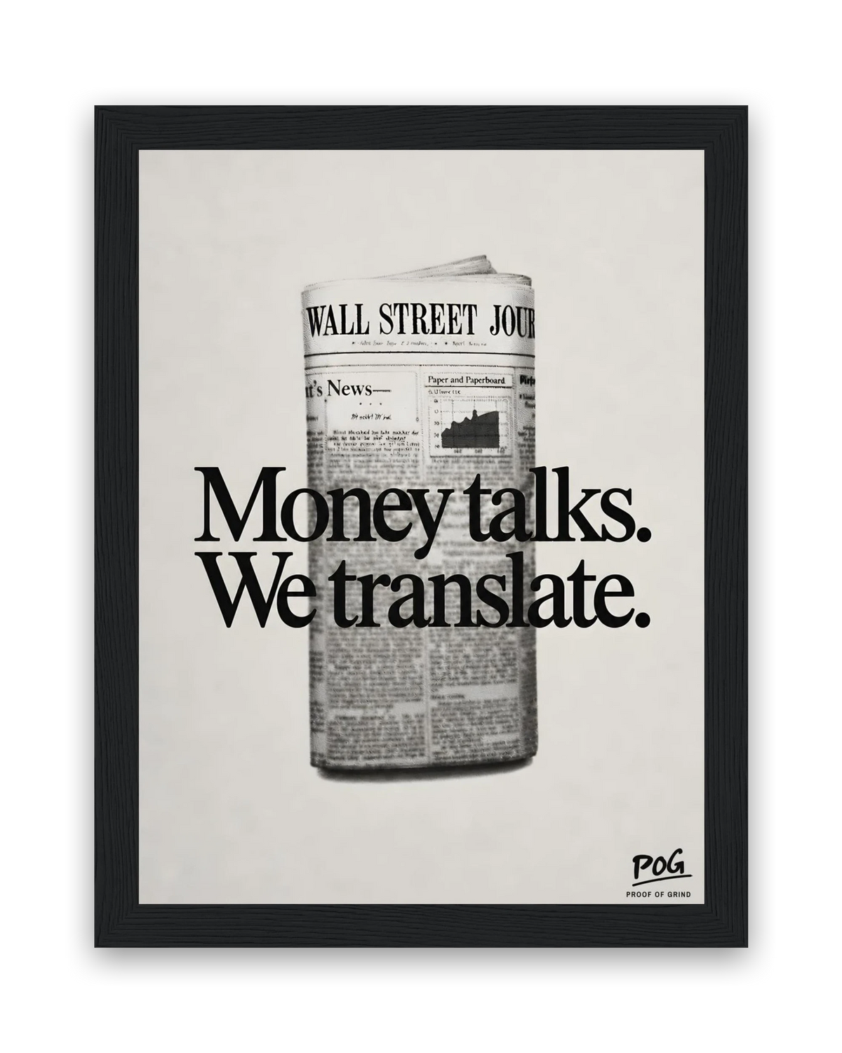 Vertaal het geld – 15×20 cm – Zwart