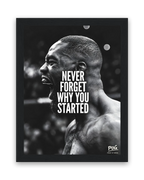 Never Forget Why You Started – 15×20 cm – Zwart