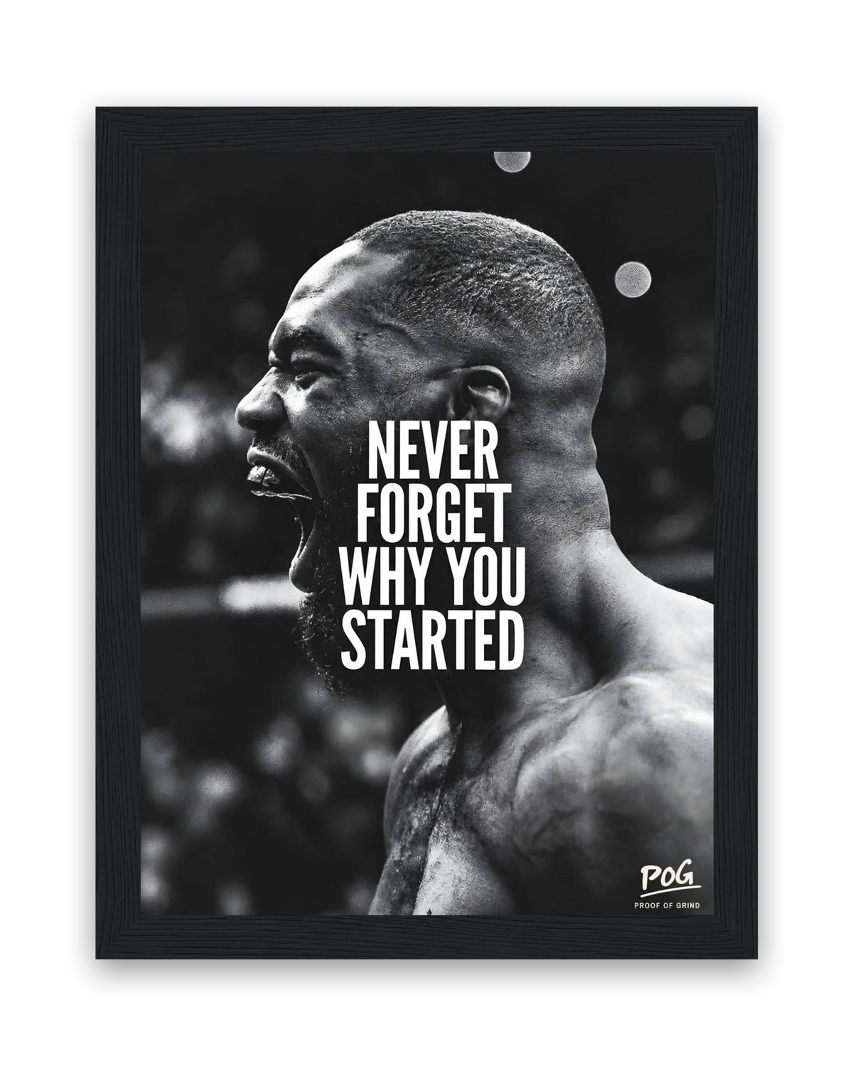Never Forget Why You Started – 15×20 cm – Zwart