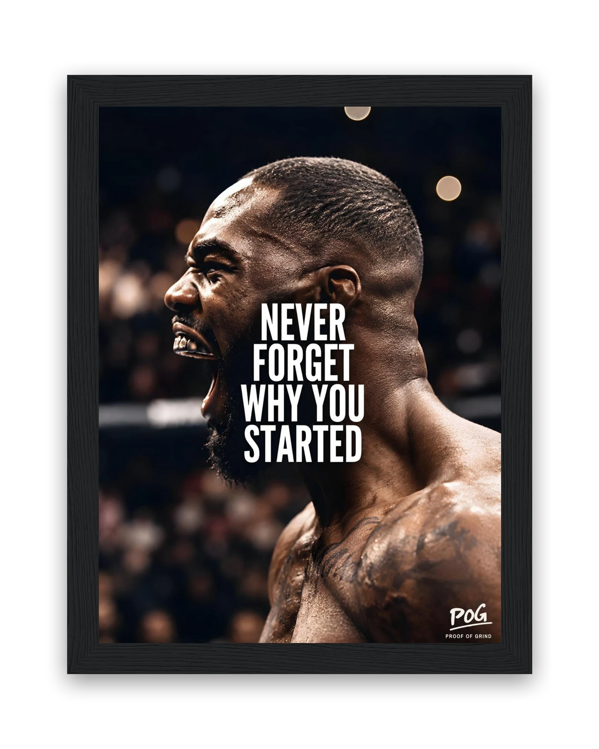 Never Forget Why You Started – 15×20 cm – Zwart