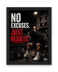 No Excuses Just Results – 15×20 cm – Zwart