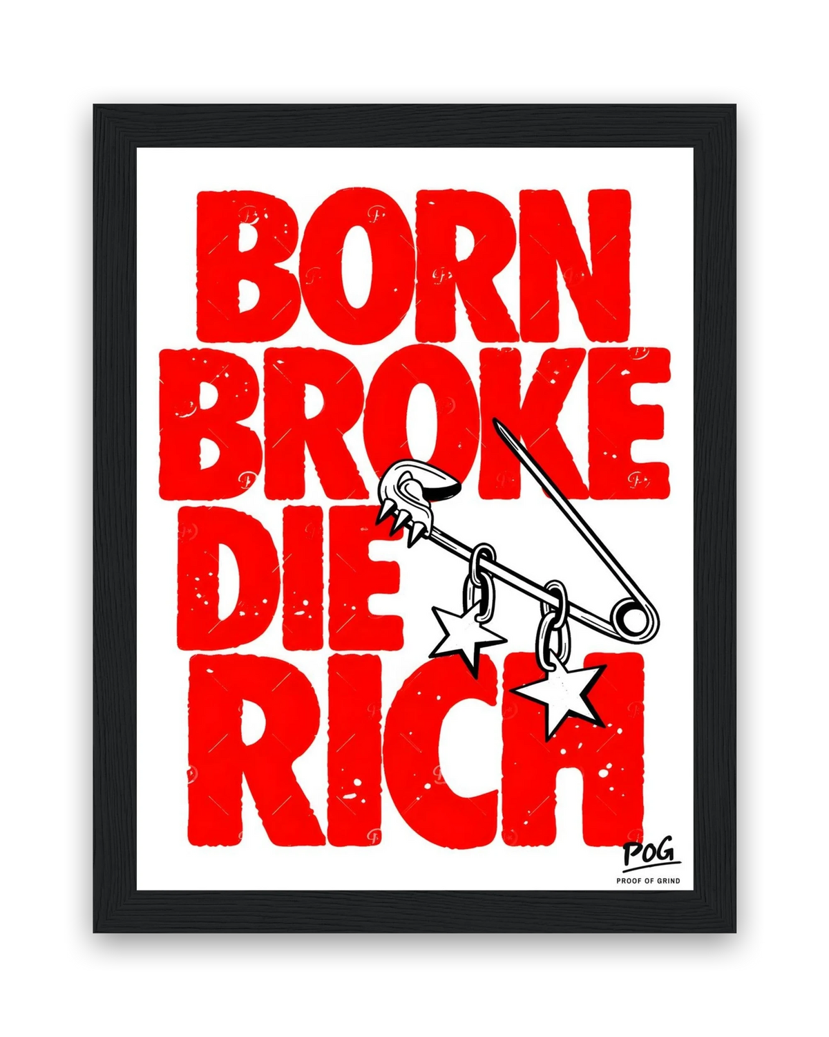 Born Broke Die Rich – 15×20 cm – Zwart