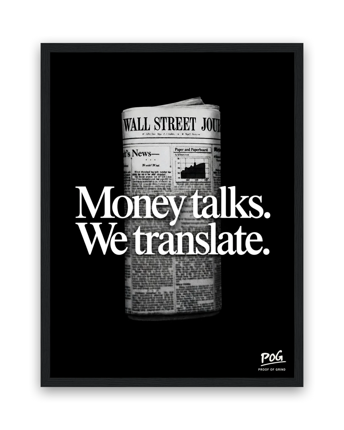 Vertaal het geld – 30×40 cm – Zwart