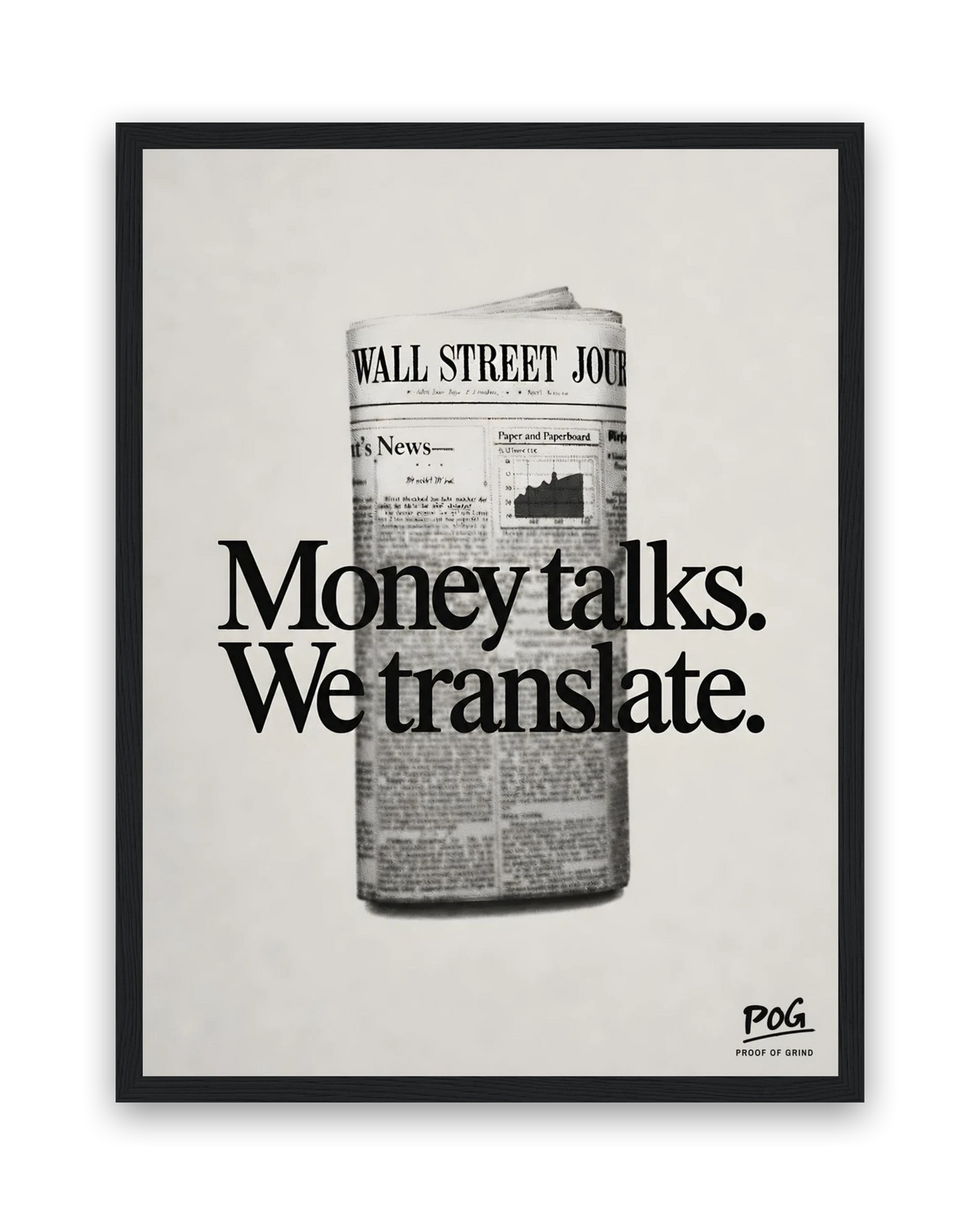 Vertaal het geld – 30×40 cm – Zwart