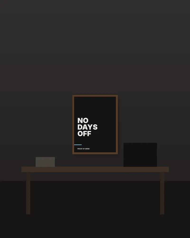 No Days Off – 15×20 cm – Donker hout