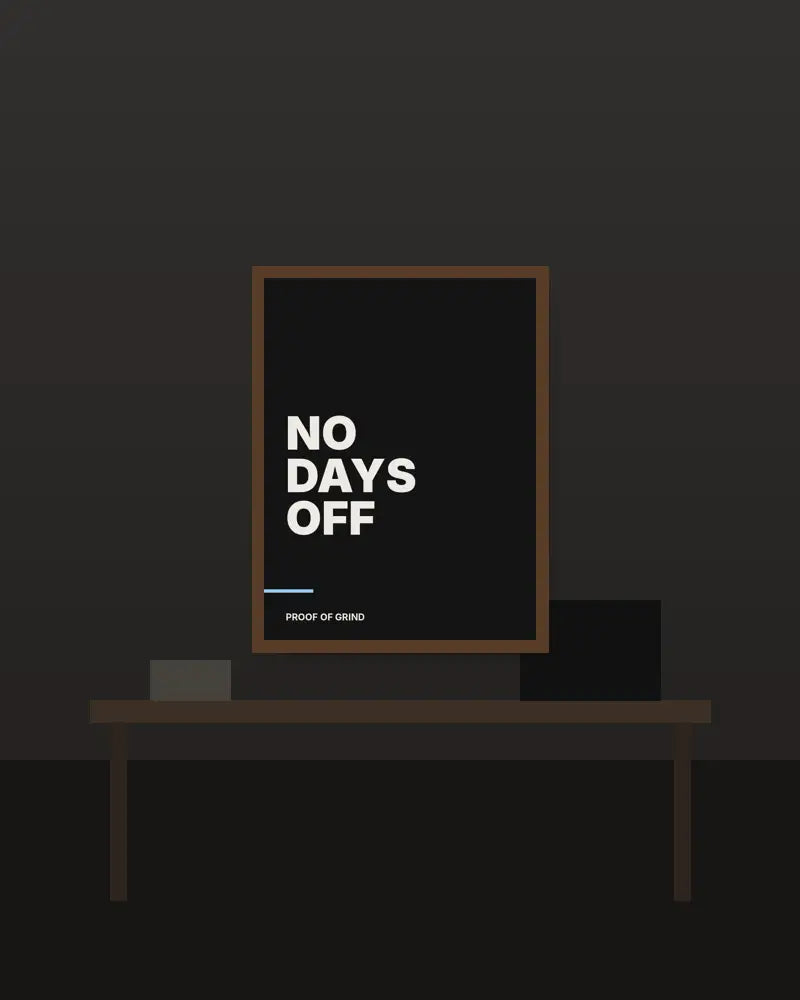 No Days Off – 30×40 cm – Donker hout
