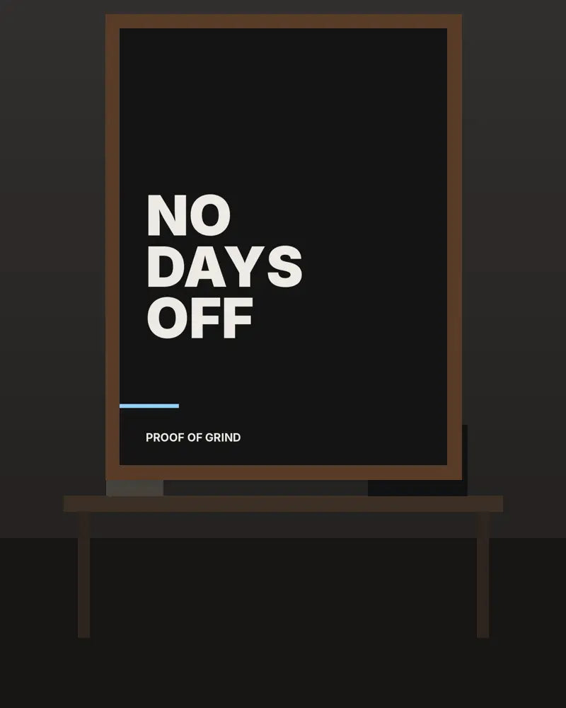 No Days Off – 60×80 cm – Donker hout